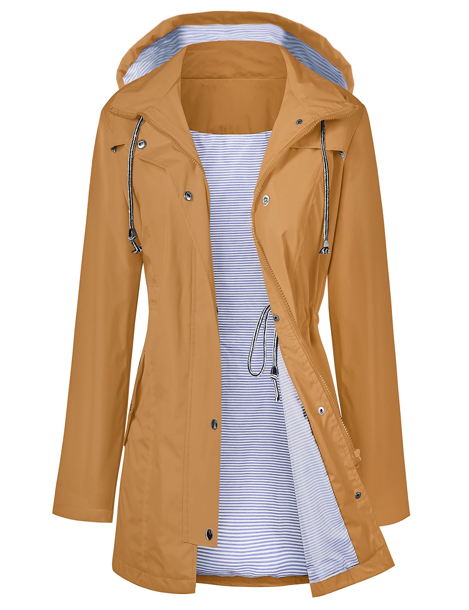 LOMON Raincoat Women Waterproof Long Hooded Trench Coats Lined Windbreaker Travel Jacket S-XXL