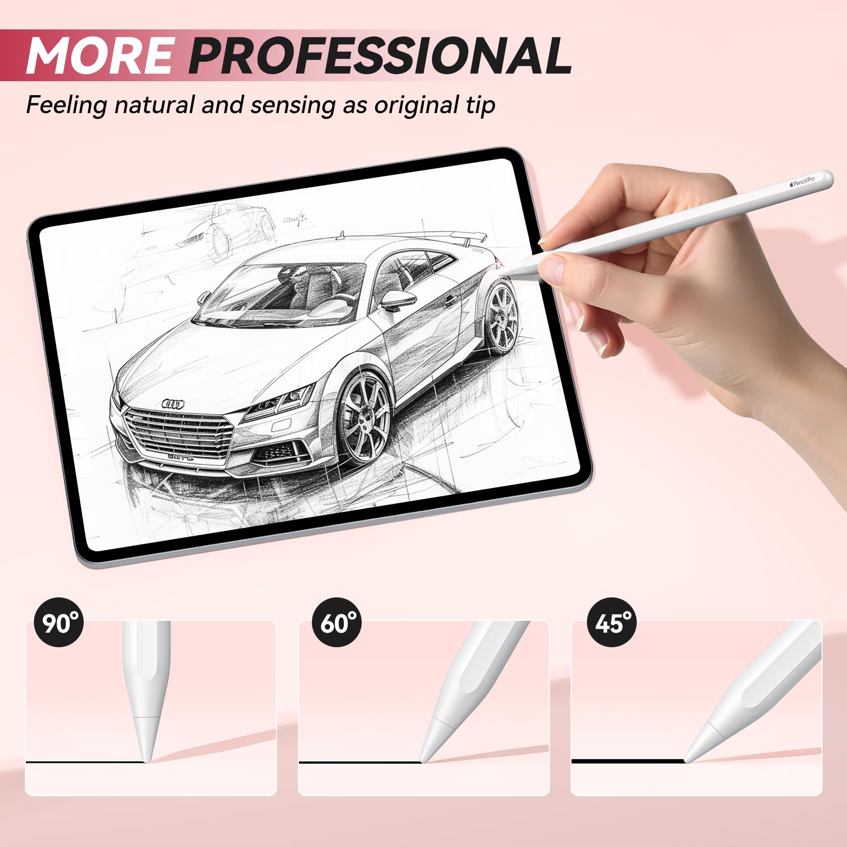 6-pak wymiennych końcówek do Apple Pencil, igły z etui, bez zużywających się ołówków do Apple Pencil 2. generacji, USB C, Pencil Pro, zestaw ołówków iPad Pro (fioletowe)