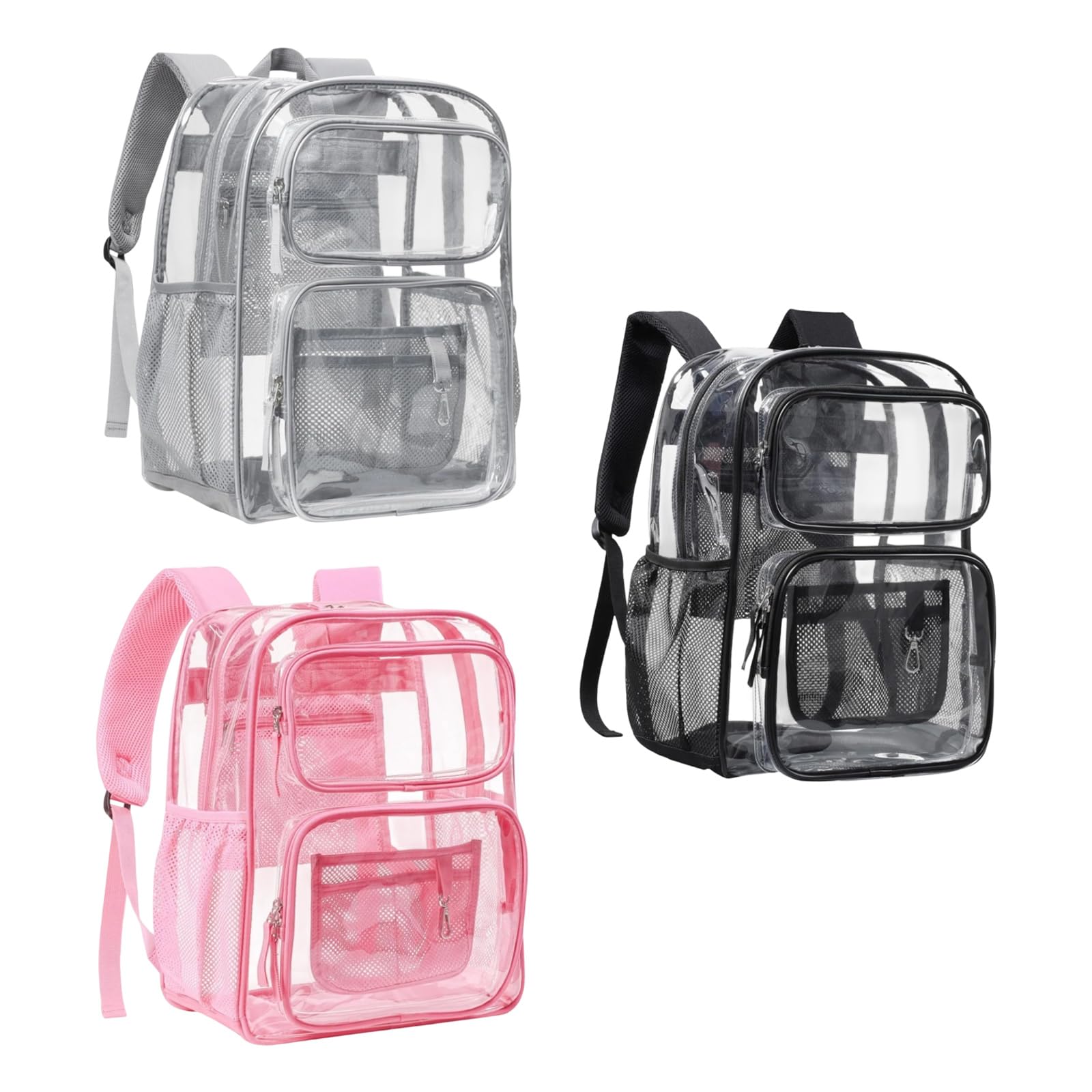 Zaino trasparente in PVC trasparente Heavy Duty Scuola Bookbags See Through Bag per College Lavoro Viaggi Sicurezza Concerti Heavy Duty Trasparente Zaino Trasparente Pvc Bookbags, A, One Size