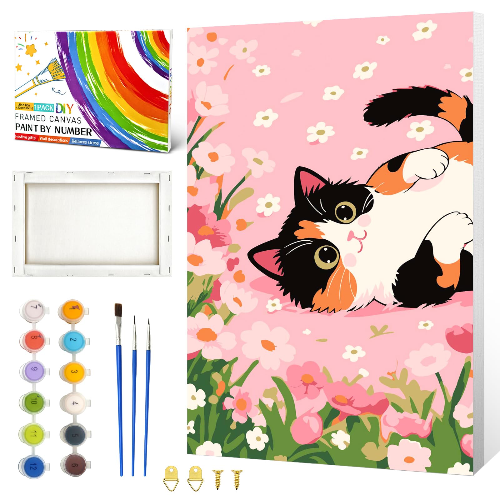 ZTOTZ Cats Paint by Numbers Kit for Kids,Funny Animal 20x30cm