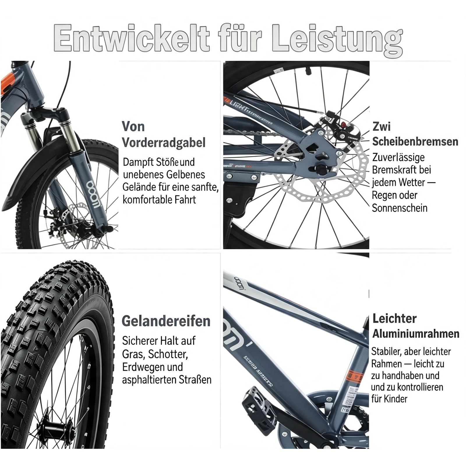 LSLIFE Kinder-Rennrad 18/20/22 Zoll, blau, rosa, grau – Kinderfahrrad für Jungen und Mädchen mit Schutzblech und Doppelscheibenbremsen, für Kinder von 5 bis 12 Jahren – Geschenk