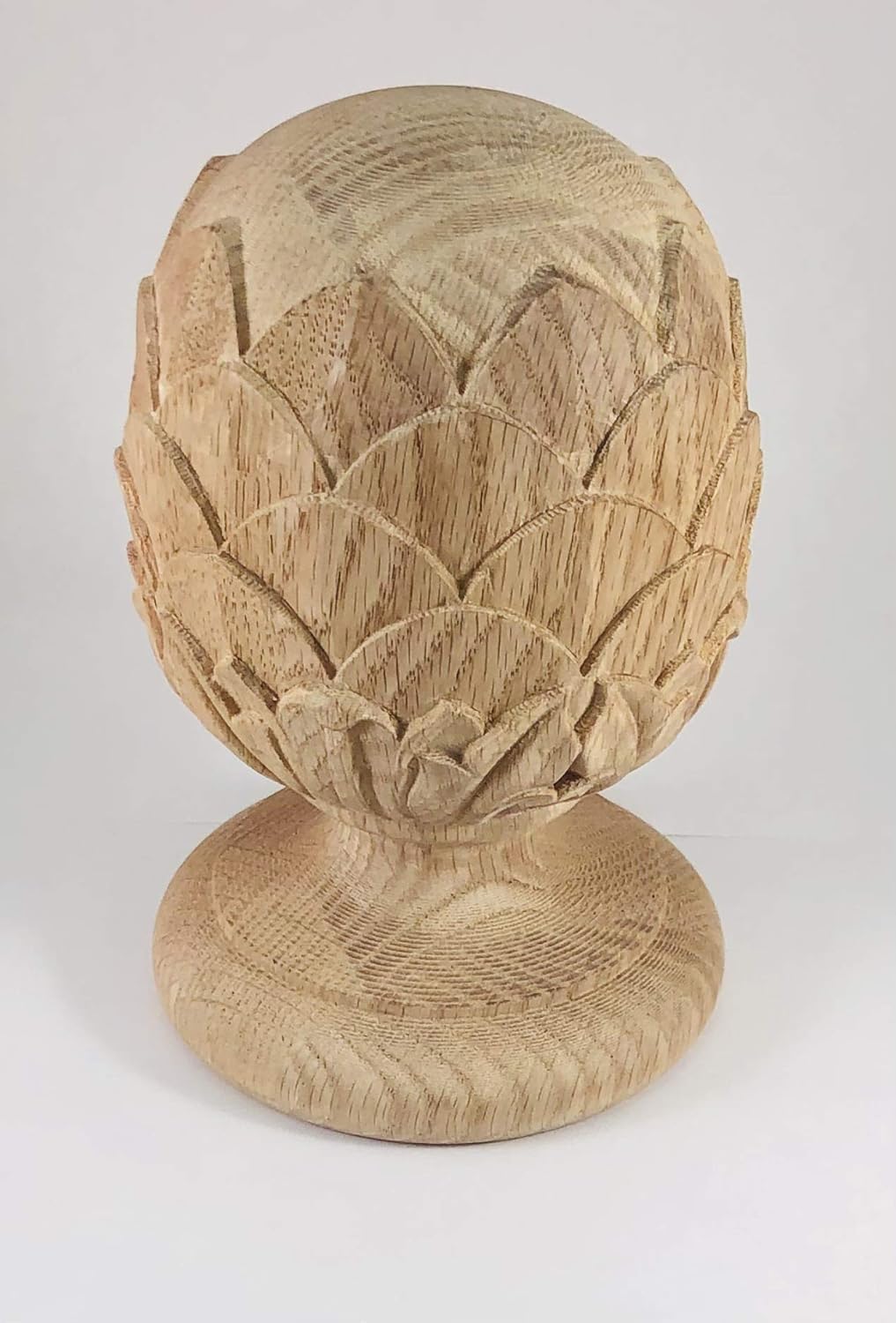 OAK4239A Hand Carved Pineapple Finial in Red Oak