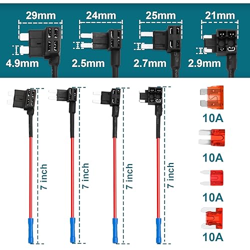 Miniatura 2 de Grifo de fusible, 12 piezas para agregar un circuito mini micro de bajo perfil, fusibles grifos automotores.