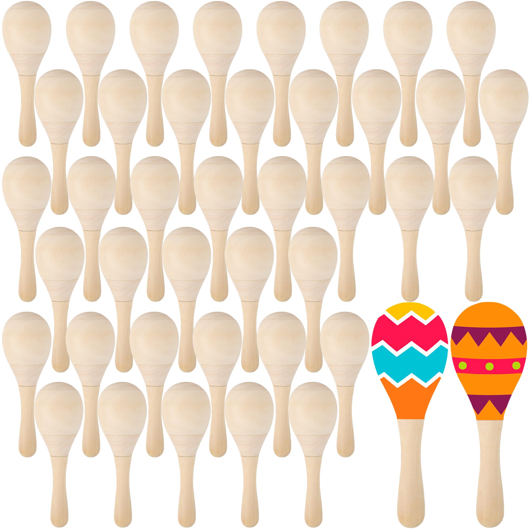 Holz-Maracas zum Selbermachen, unlackiert, Mini-Maracas für Malerei, Hochzeit, Luau, mexikanische Fiesta, Partygeschenke, 42 Stück