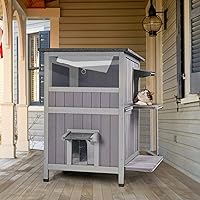 Aivituvin 2-Story Outdoor Feral Cat House - Weatherproof Cat Cottage Shelter with Window for Strays & Kittens