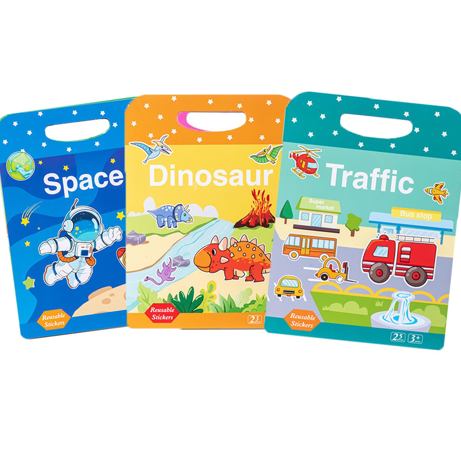 Tonsitian 3 Pack Reusable 3D Puffy Sticker Book, Jelly Sticker Game Pedagogical Sensory Learning Toy, Puffy Sticker Game Travel Sticker (Animals, Insects, Ocean)