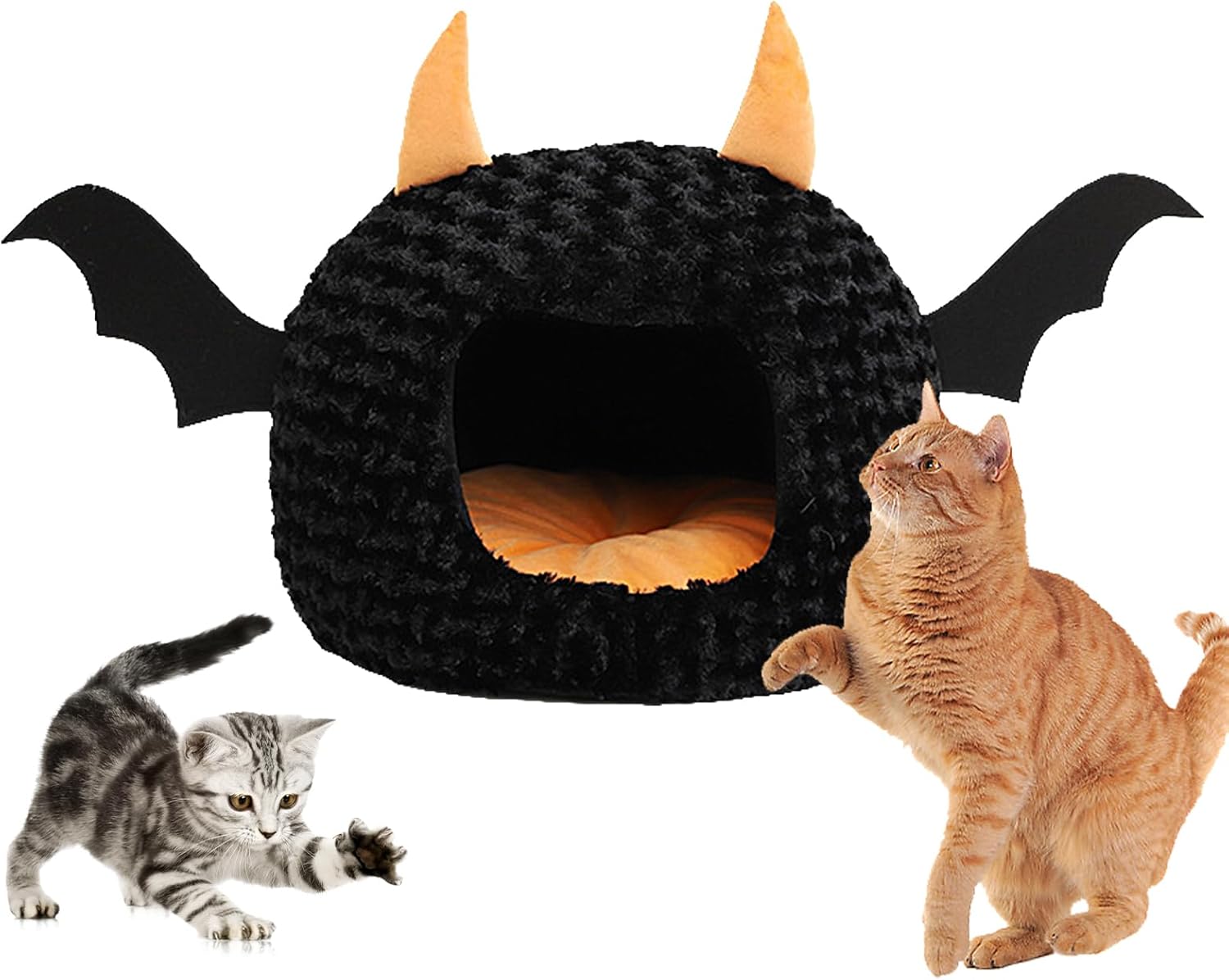 Halloween Cat Bed, Cat Bed for Indoor Cats, Warm Fun Cartoon Imp Kennel, for Small Dog Puppy Cat Kitten, Soft Pet Bed Mattress for Whole Winter