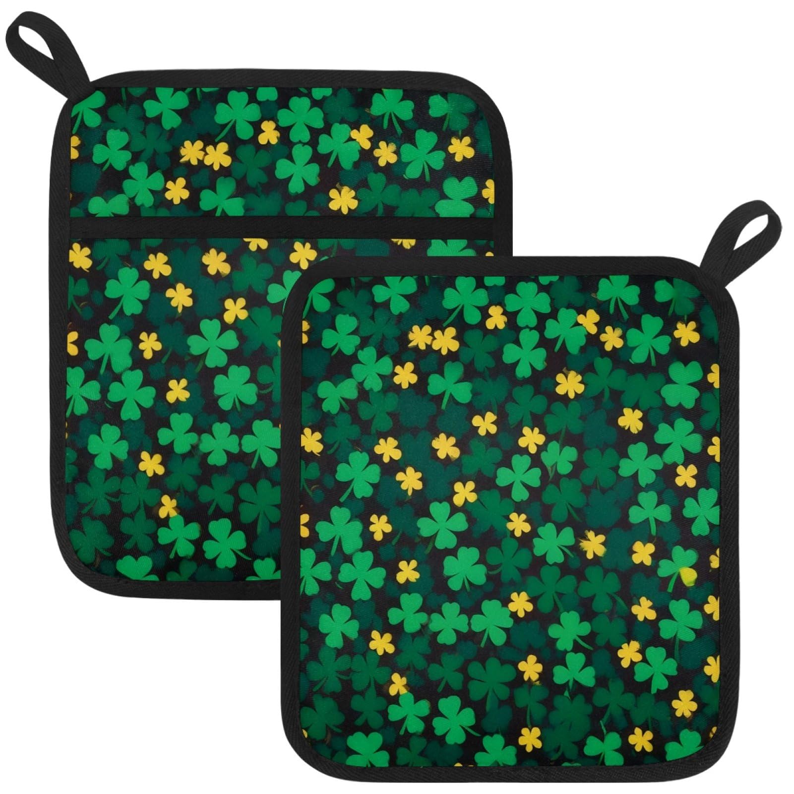VAPOKF Shamrocks Heat Resistant Pot Holders, Thick Pot Holders Pad with Hanging Loop for Kitchen, Oven Cloth Pads for Kitchen Baking Microwave Oven