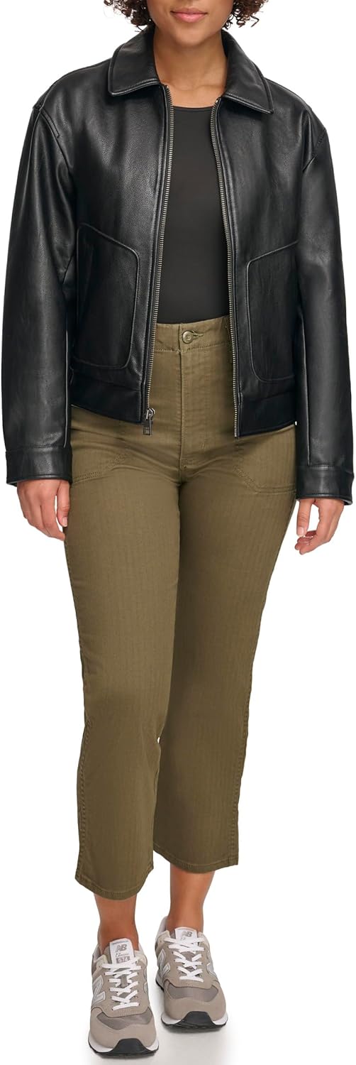 Levi's Women's Faux Leather Lightweight Dad Bomber Jacket - Image 2