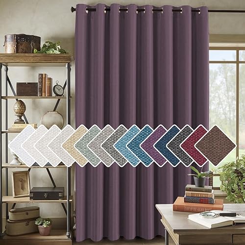 Miniatura 14 de H.VERSAILTEX Cortina de lino para oscurecer la habitación para dormitorio/sala de estar, cortinas opacas extra anchas de 100 x 96 pulgadas