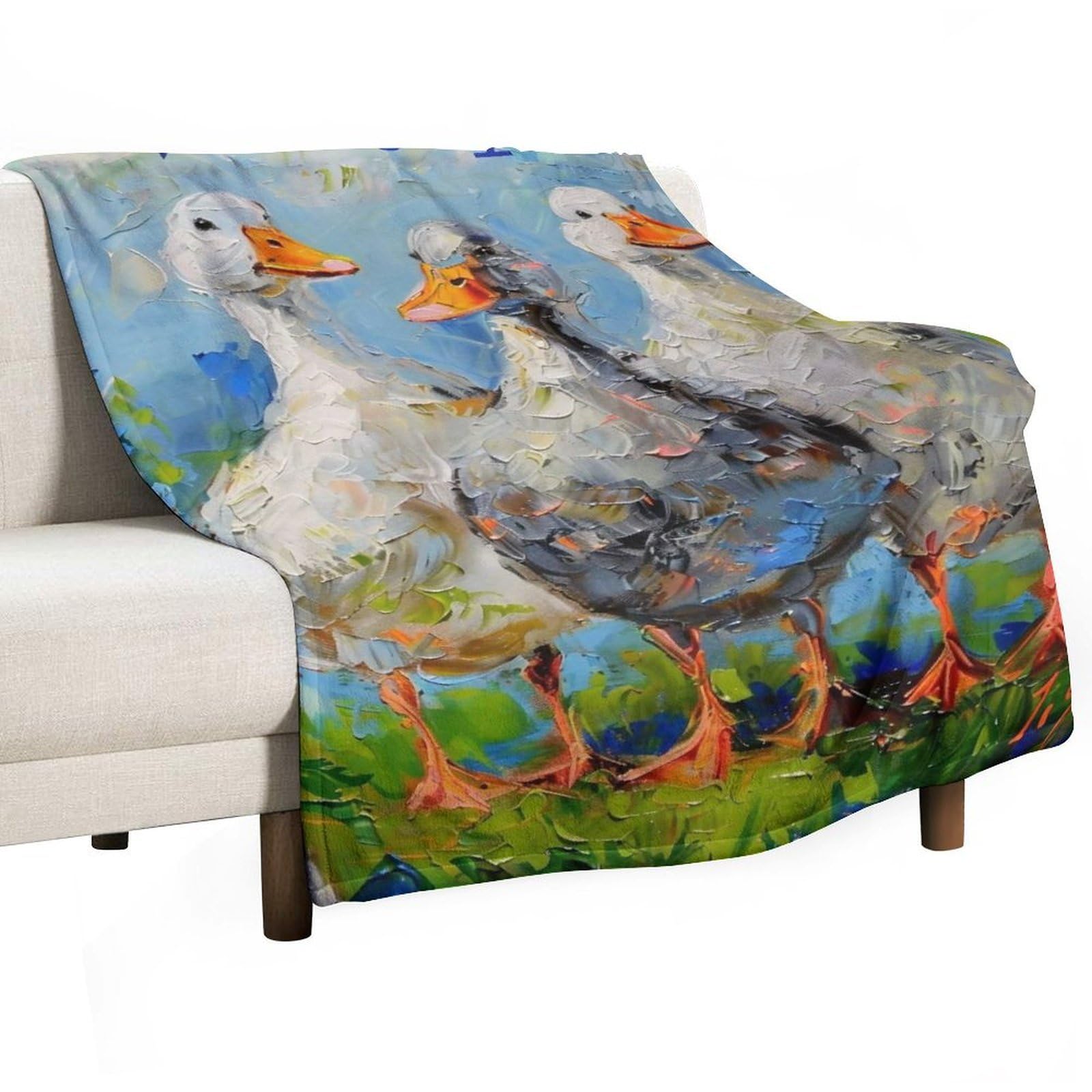YHGSREUOH Three-Ducks-Country_01 Flannel Blankets Fleece Soft Throw Lightweight Plush Gifts for Couch, Bed, Cozy Sofa Plush, Chair, Lovers 32x48inch(80x120cm)