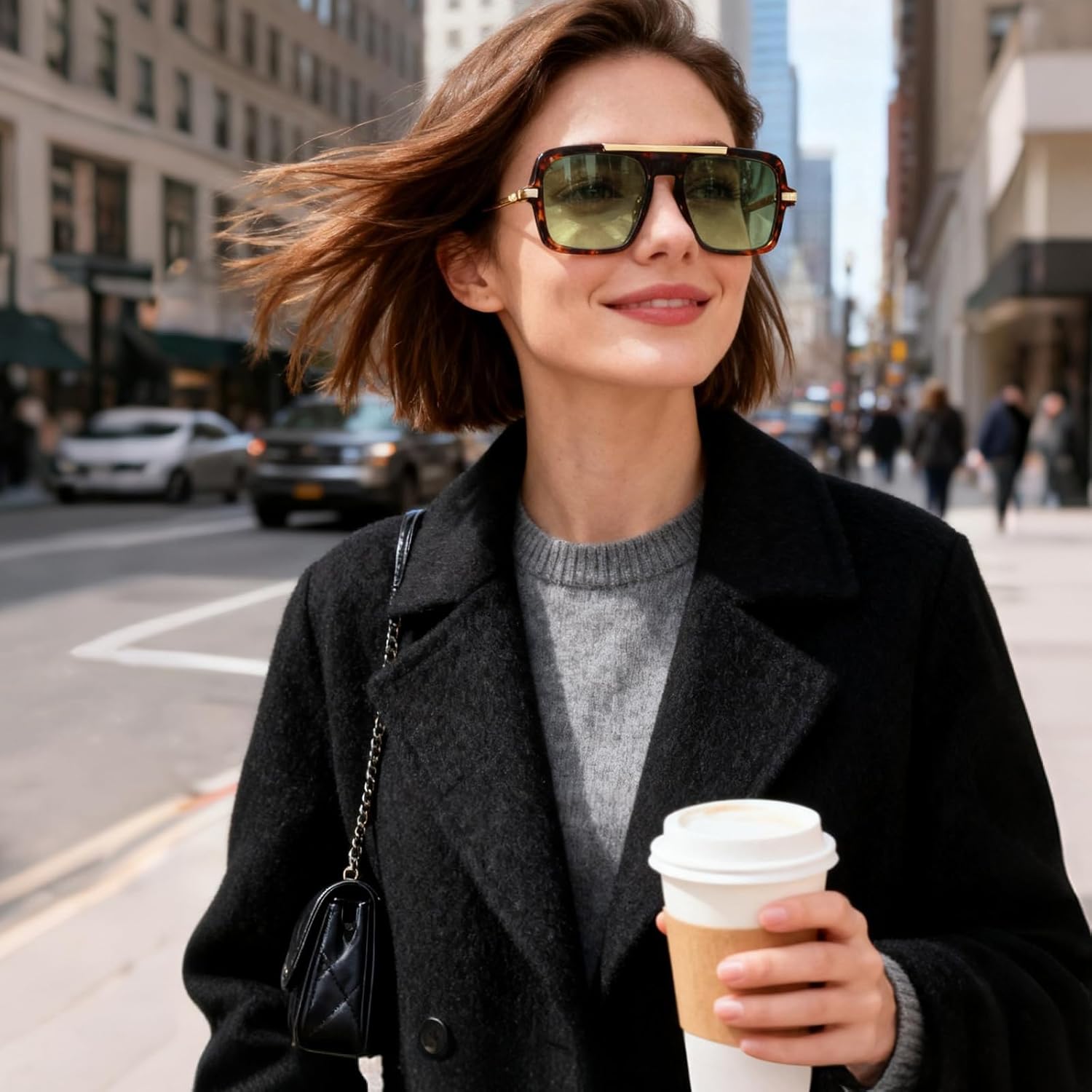 A LONG Retro Square Aviator Sunglasses for Women Trendy 70s Vintage Large Frame UV400 Protection Shades A2256 - Image 2