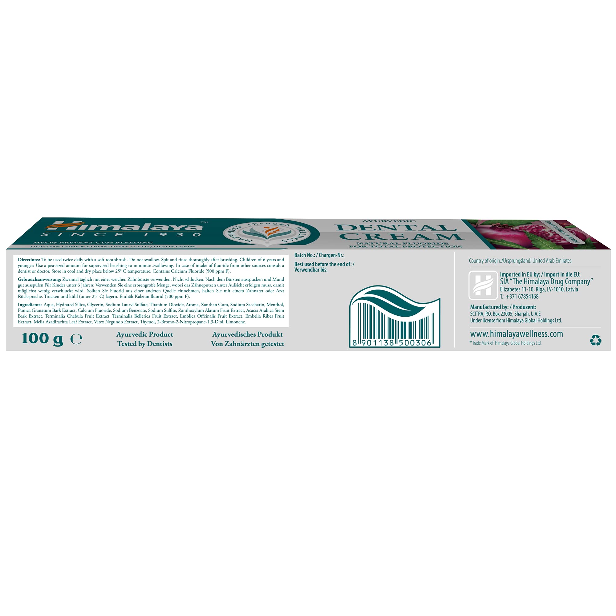 Himalaya Ayurvedic Dental Cream Herbal Toothpaste - Neem & Pomegranate for Long-Lasting Protection for Teeth and Gums… – Ansicht 2