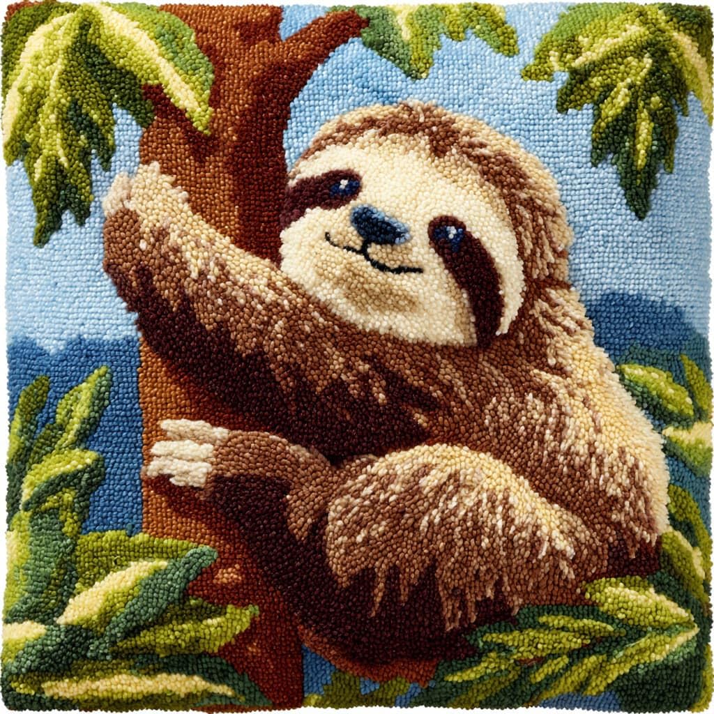 Henypt DIY Latch Hook Kits Pillow, Sloth