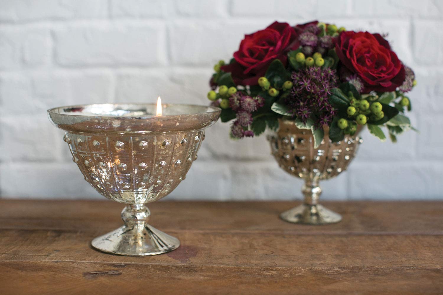 Afloral Mercury Glass Compote Bowl in Silver - 6.25