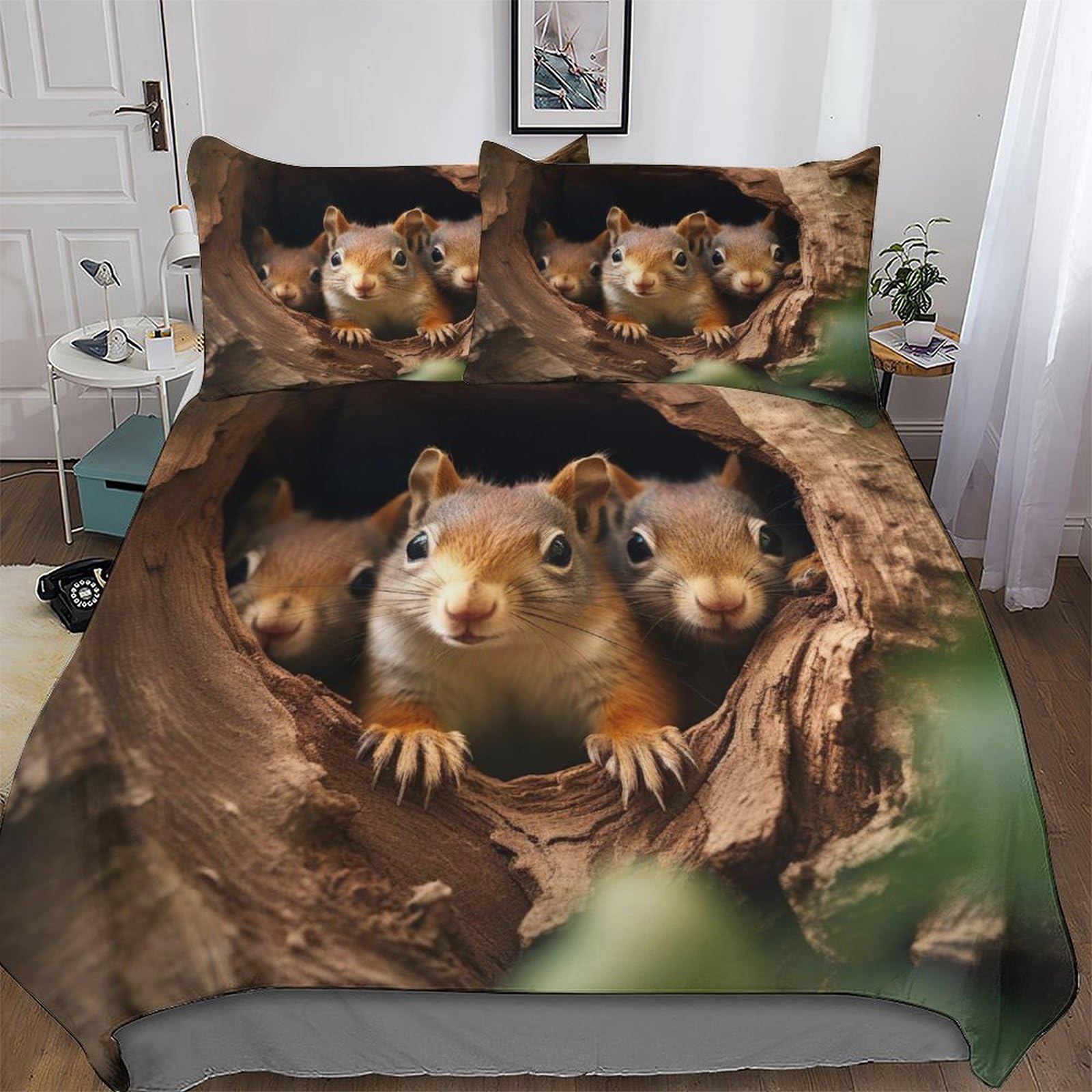 Housse de couette écureuil 220x240 pour créer un cocon douillet dans une chambre d'enfant