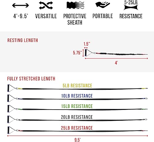 Miniatura 2 de Valor Fitness Bandas de resistencia  5 libras a 25 libras  Mosquetones adjuntos y 2 asas por banda  Funda cubierta  Entrenamiento de fuerza, nuevo