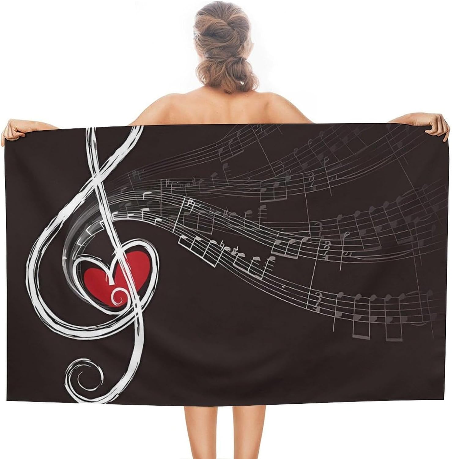 Treble Love and Music Oversized Beach Towel Set 31x 51 in