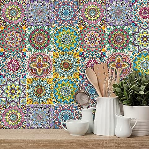 BANLMEYD 24pcs Waterproof Mandala Tile Stickers Cover