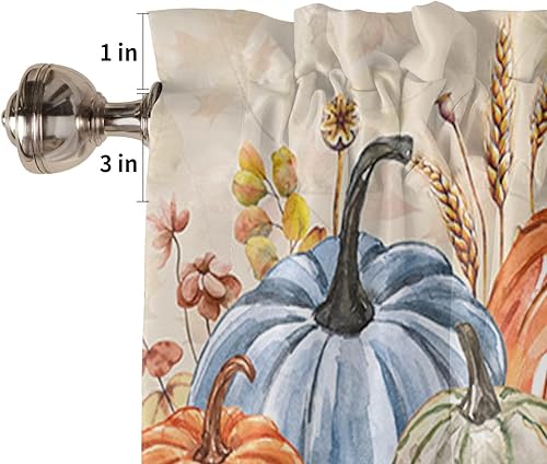 Miniatura 5 de Cortina decorativa de cocina otoñal, cenefas con bolsillo para barra, tratamiento de ventana pequeña para dormitorio, hojas de calabaza, aislamiento