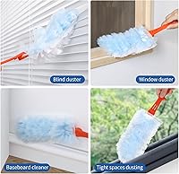 Vista 4 de Qaestfy Plumeros para limpiar el polvo, 20 repuestos, 360 piezas de microfibra esponjosa con mango giratorio de 14 pulgadas, almohadilla de paños