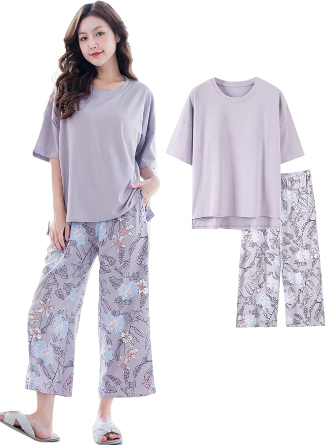 [Beatgos] パジャマ ルームウェア 部屋着 レディース 5A抗菌 ゆったり モーダル セットアップ 可愛い 春 夏 3カラー