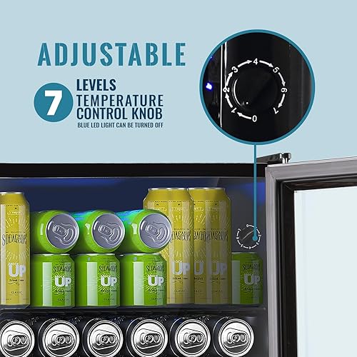 Miniatura 4 de WANAI Refrigerador y enfriador de bebidas con puerta de cristal, capacidad de 60 latas, refrigerador pequeño de cerveza de 1.7 pies cúbicos para