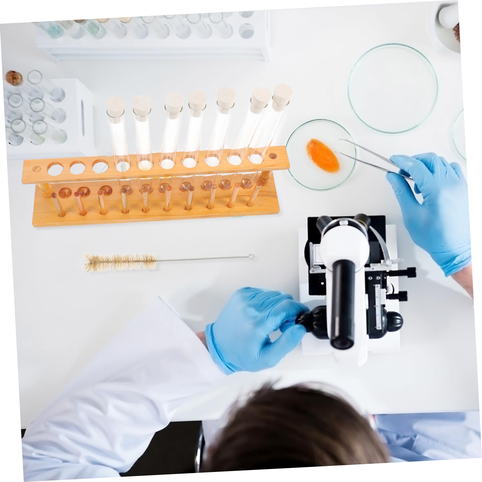 SOLUSTRE Reagenzglasständer mit 10 Löchern Reagenzgläser 12cm Glas Gummistopfen für Labor und Bastelprojekte