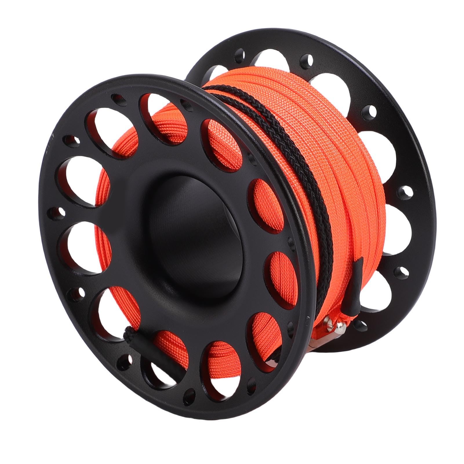 Moulinet de Plongée, Bobine de Doigt en Alliage d'aluminium de qualité Aéronautique avec Ligne en Acier Inoxydable étendue de 30 Mètres, Mousquetons à Double extrémité et Libération de