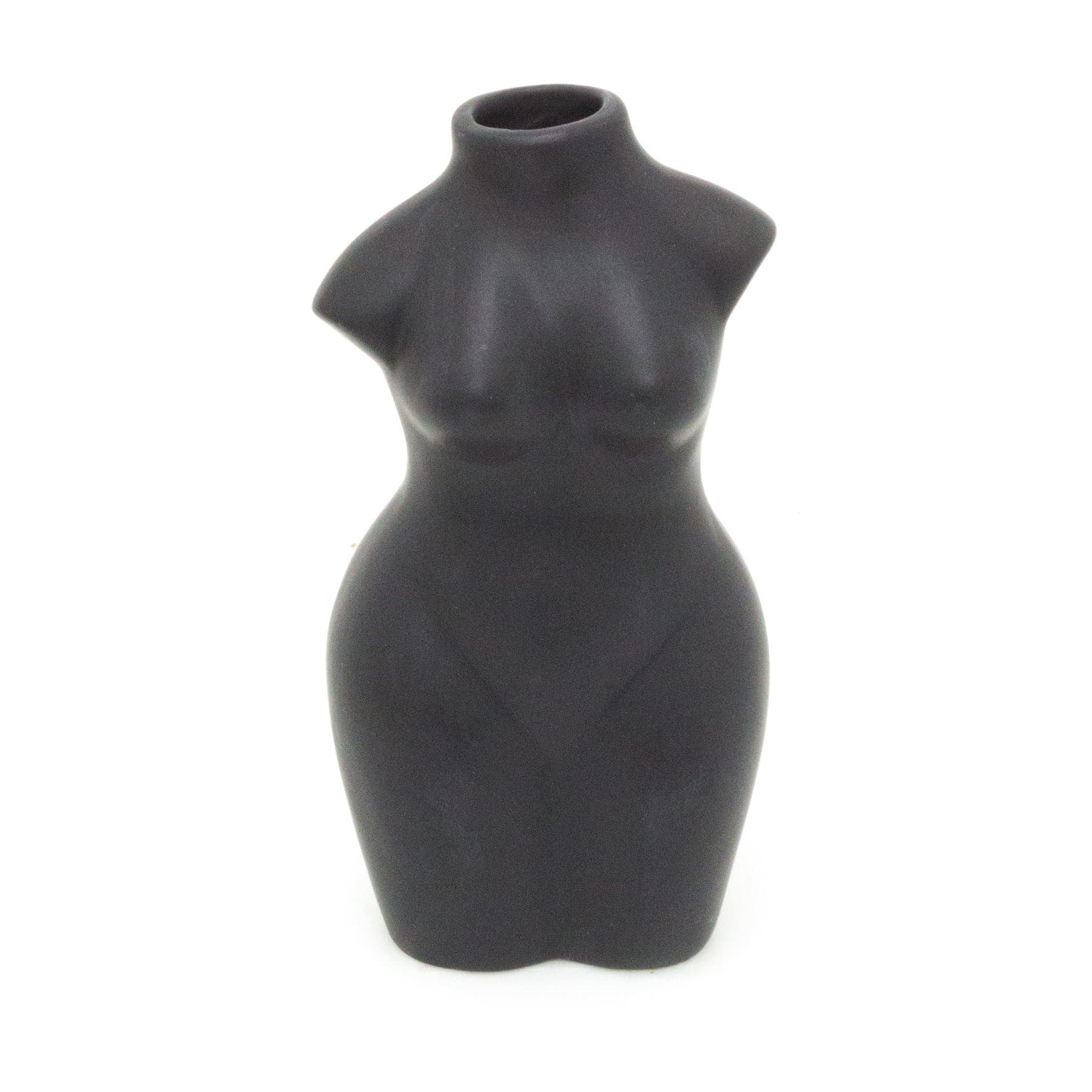 Carousel 20Cm Ceramic Female Body Vase | Silhouette Vase Human Body Sculpture | Body Shaped Flower Vase - Black