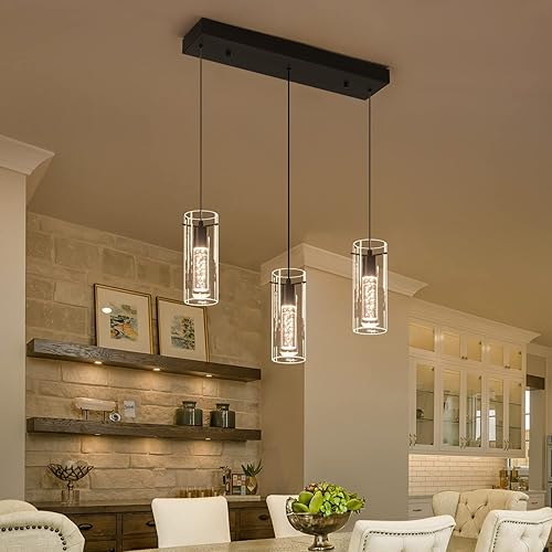 Miniatura 26 de Lámpara de techo colgante, iluminación LED de cocina, luces colgantes de cristal para isla de cocina, lámpara colgante de cocina moderna con vidrio