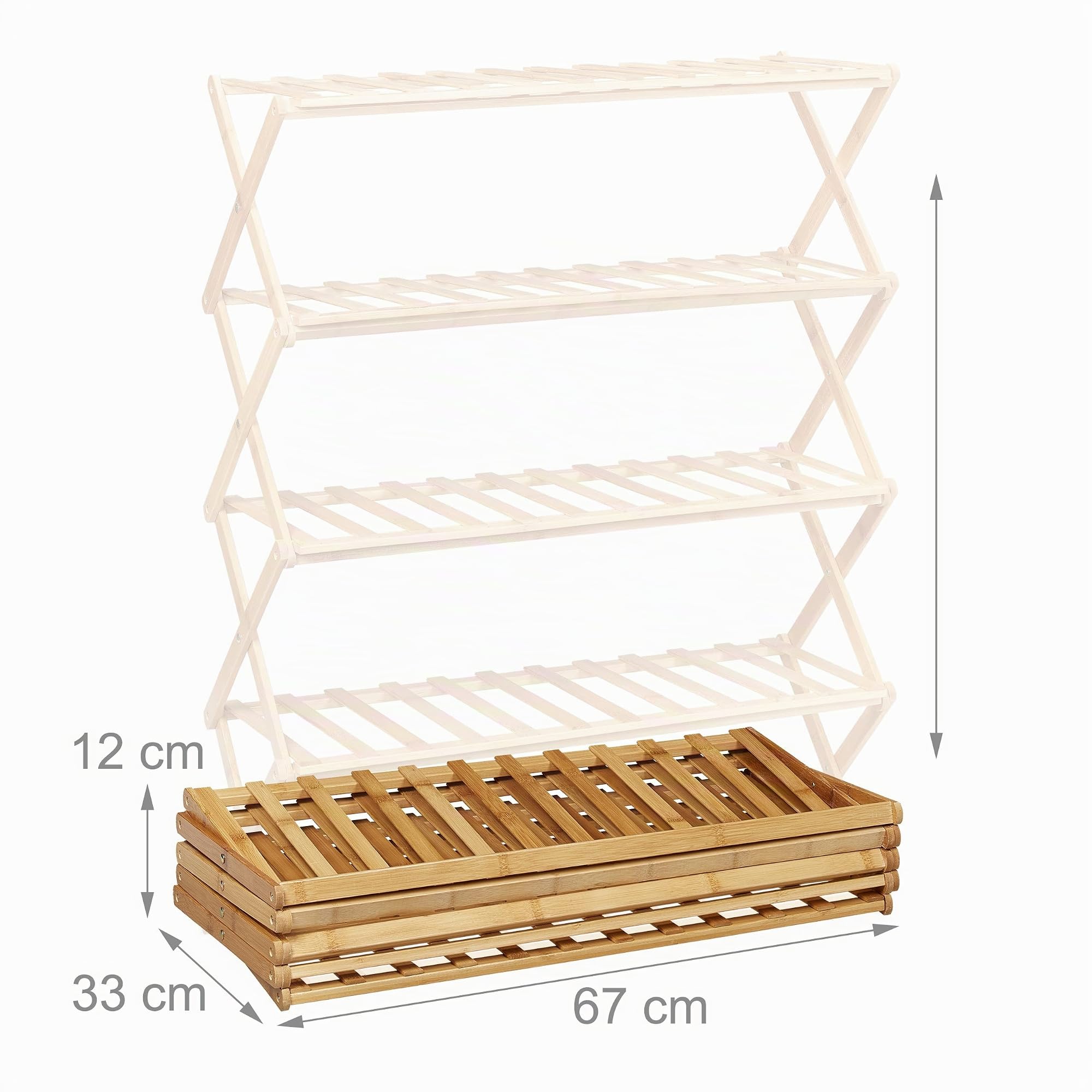 Relaxdays Étagère à Chaussures Pliable, 5 étages, 15 Paires, Maison et Camping, Support Bambou, HLP 89x65x26 cm, Nature
