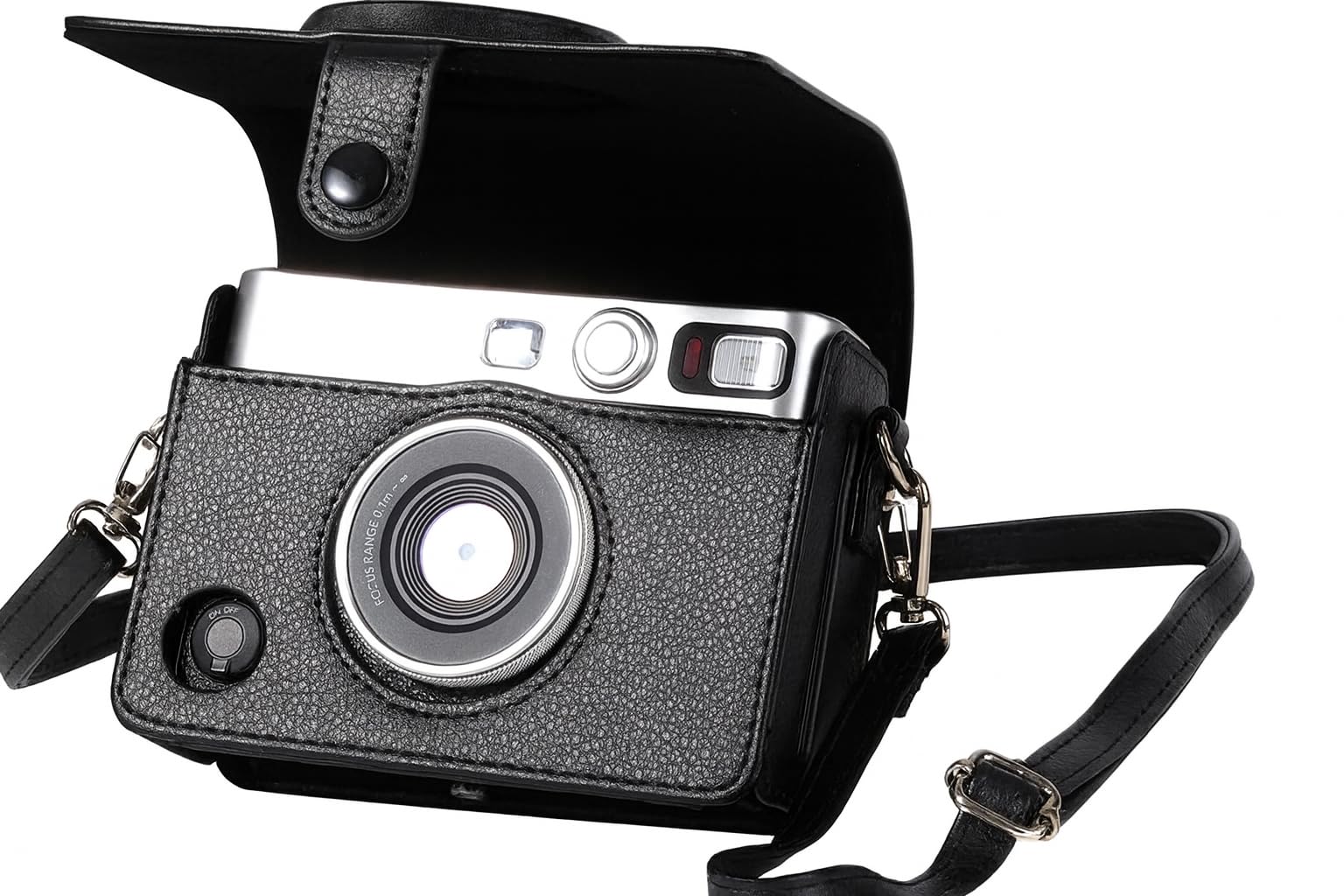 Leather Mini Evo Cover Case - Compatible with Fujifilm Instant Camera (Black)