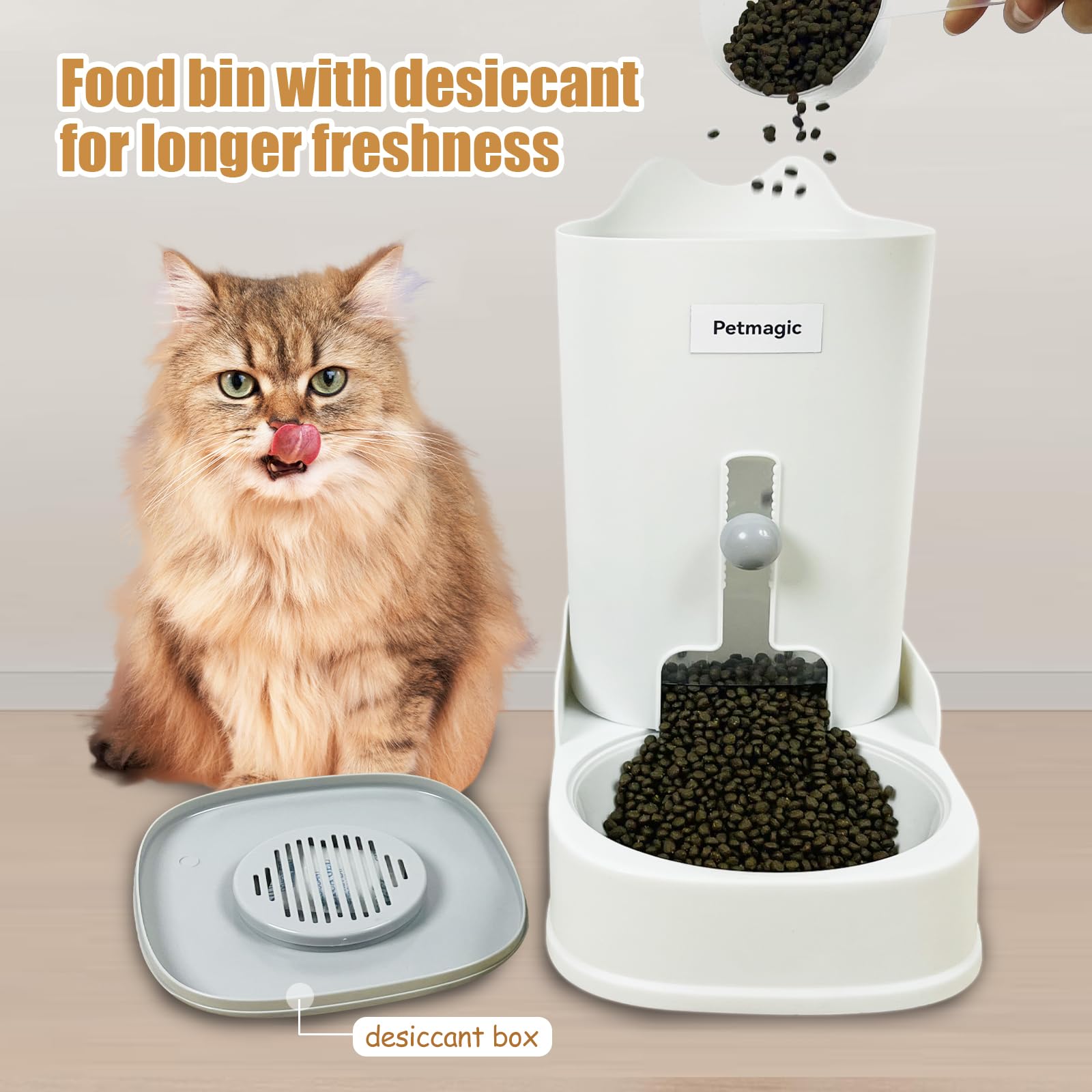 Petmagic Automatic cat Feeder by Petmagic is a 4.4L Large-Capacity cat Food and Water Bowl Set. This Two-Piece Set is Suitable for pet Feeding, Including Small and Medium-Sized Dogs, Kittens.