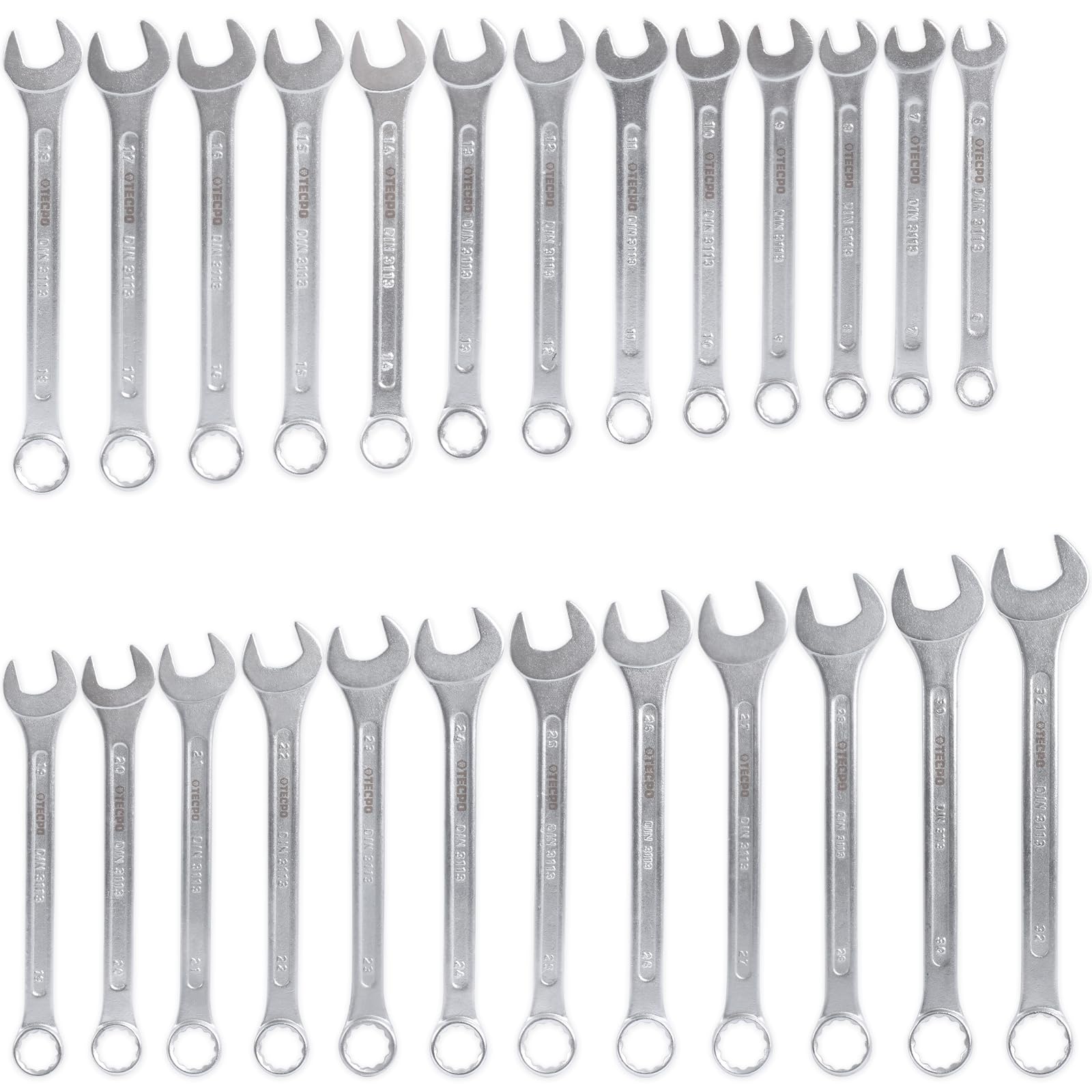 TECPO Maul-Ringschlüssel-Satz 25 Teile Ring Maulschlüssel Werkzeug Schlüssel Set, 6-32mm, 25-teilig