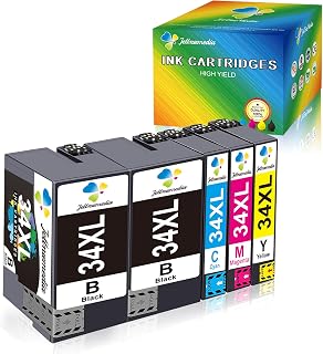 Jettruemedia 34XL Ink Cartridges Replacement for Epson 34 XL Ink Cartridge Compatible with Epson WorkForce Pro WF-3720 WF-3725 WF-3720DWF WF-3725DWF (5pack)