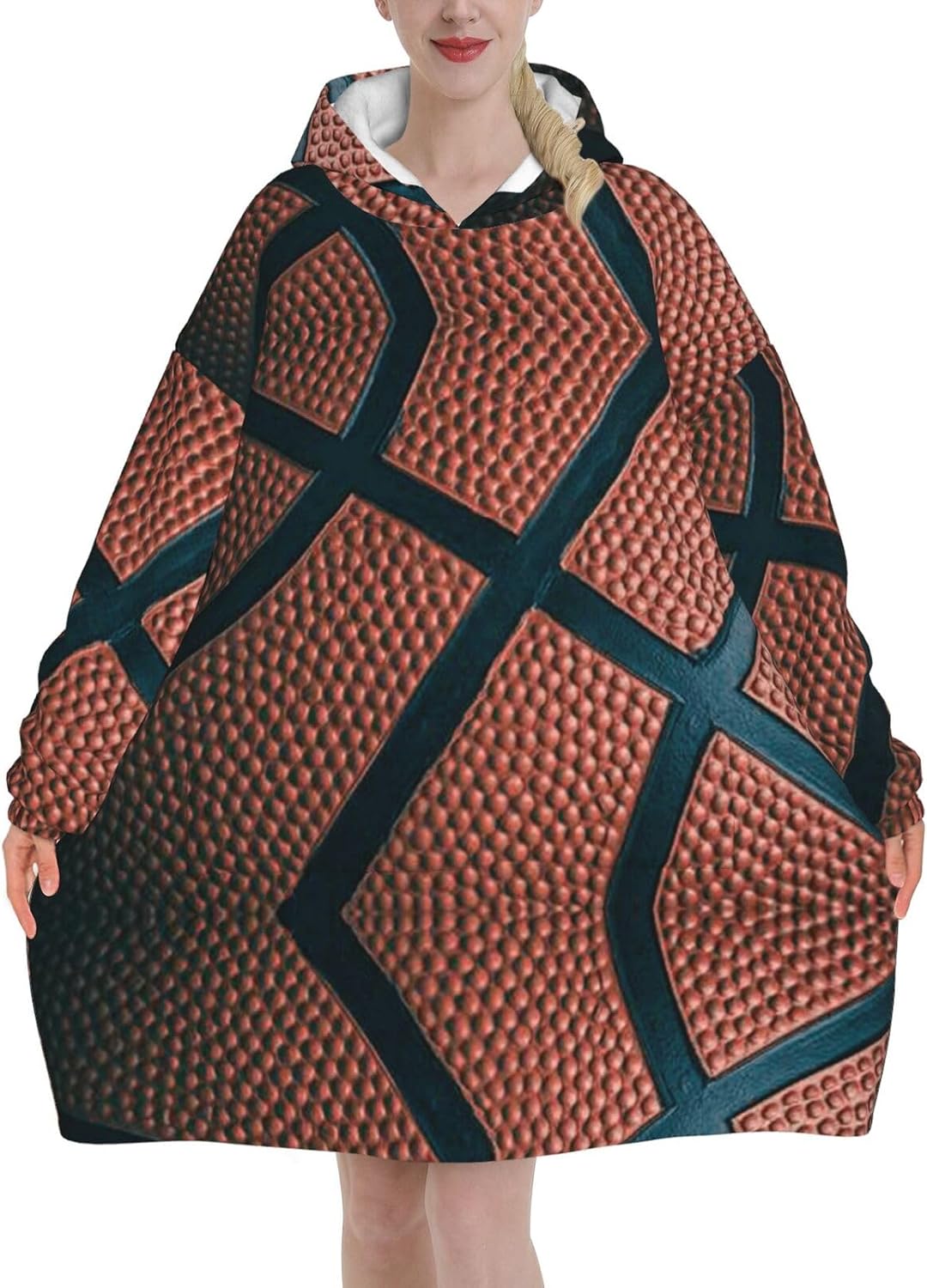 MUSM Basketball Sport Print Blanket Hoodie Fleece Sweatshirt Blanket With Sleeves And Pockets