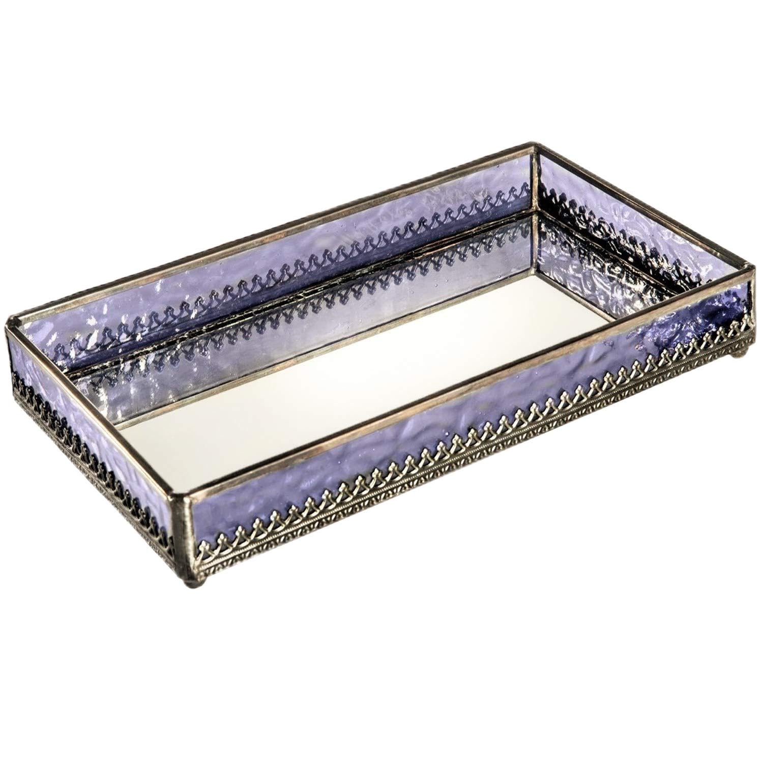 Amazon.com: Purple Glass Tray Mirrored Bottom Decorative Bathroom ...