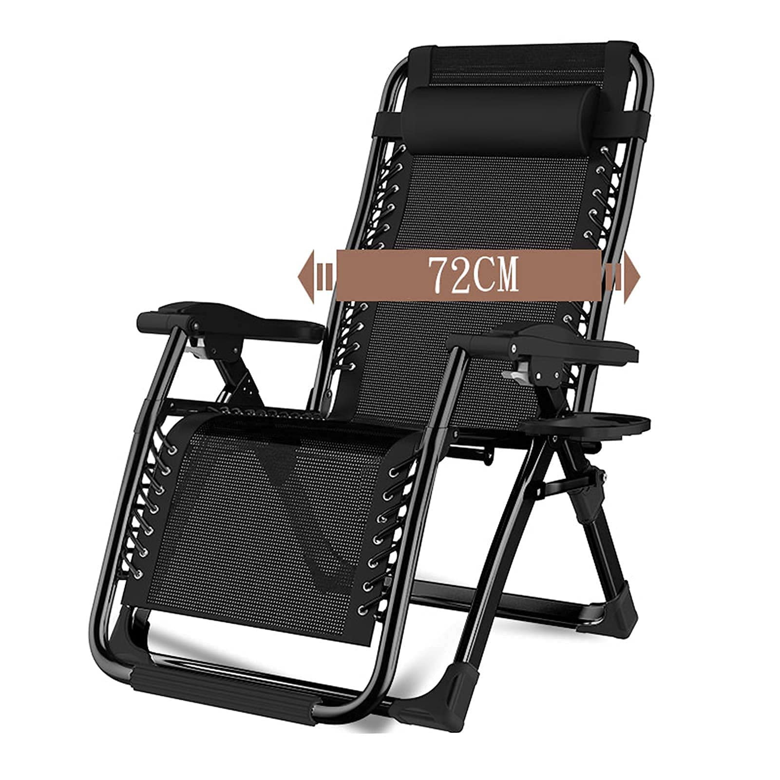 Chaise longue portable inclinable avec porte-gobelet intégré amovible