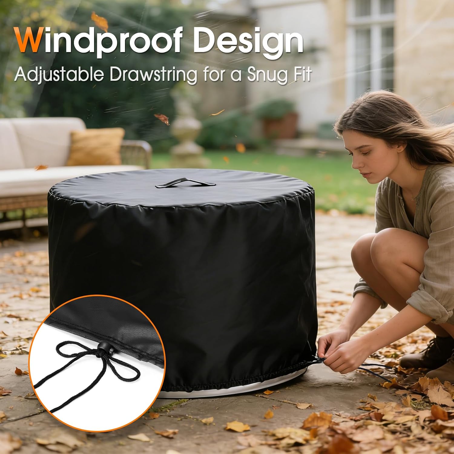 Fire Pit Cover,30 x 25 Inch Round Propane Firepit Cover for BALI OUTDOORS,Outside Gas Propane Fire Pit Cover Round Fire Pit Column