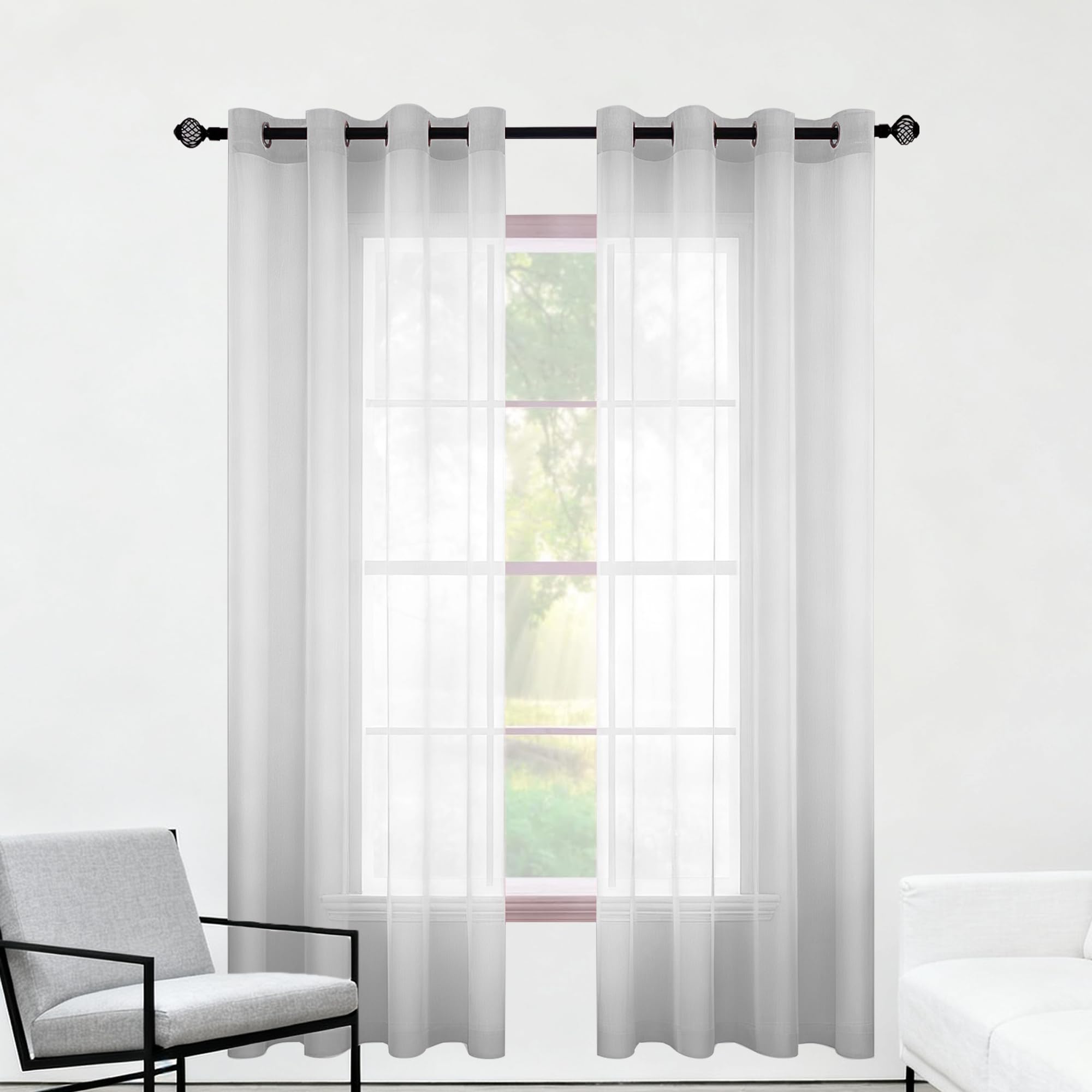 Rideaux voilages 560 x 230 cm transparents gris clair anti froid chaleur pour fenêtre de maison