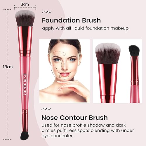 Miniatura 3 de Brocha de contorno de mezcla para maquillaje, juego de brochas corrector de contorno de base, brocha de base para maquillaje líquido, crema,