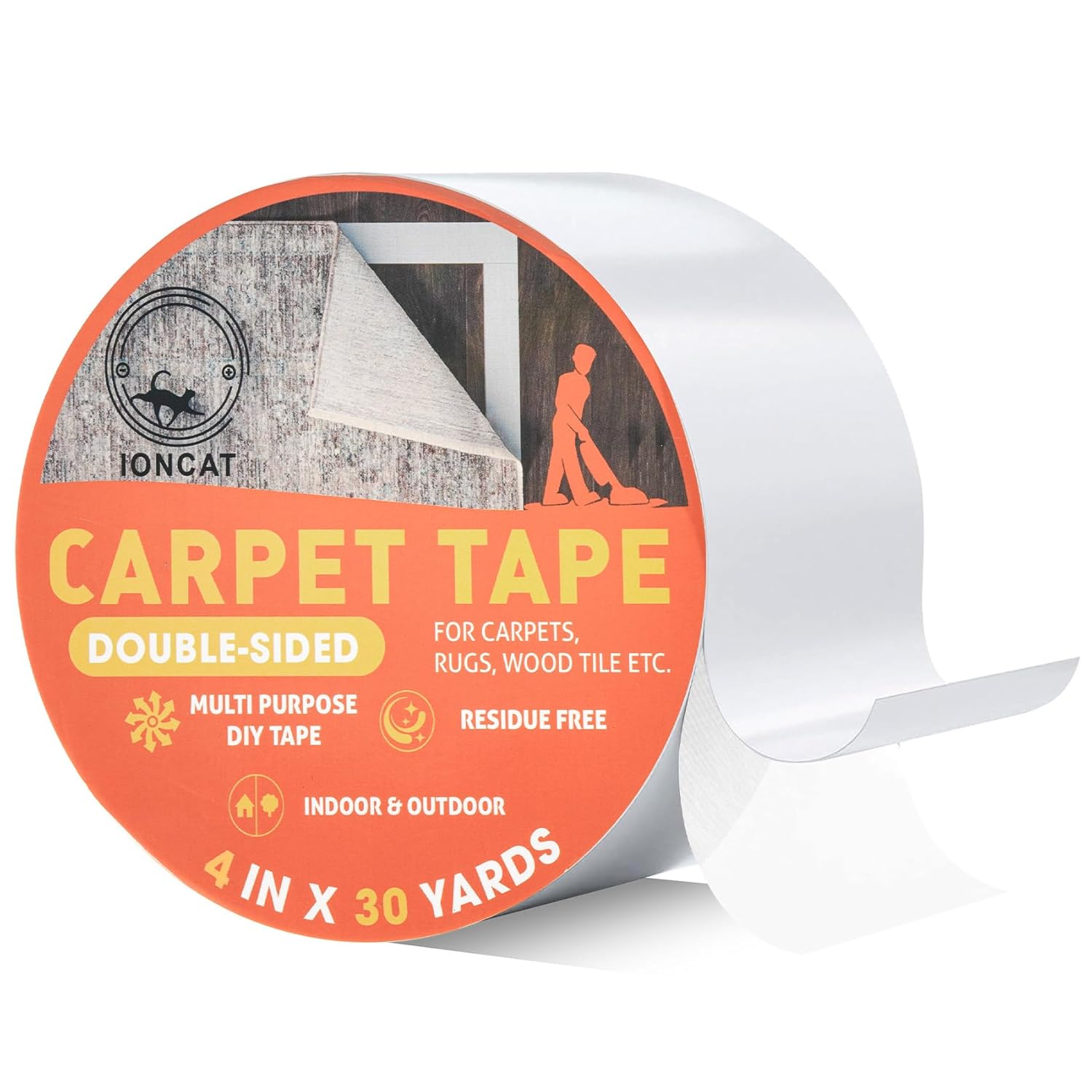 Double Sided Carpet Tape Heavy Duty, Tape for Carpet Extra Strong, Rug Gripper for Carpets and Rugs, Gripper Rug Tape Cloth for Hardwood and Vinyl Floors, Removable, 4 Inches x 30 Yards 4 Inch x 30 Yards