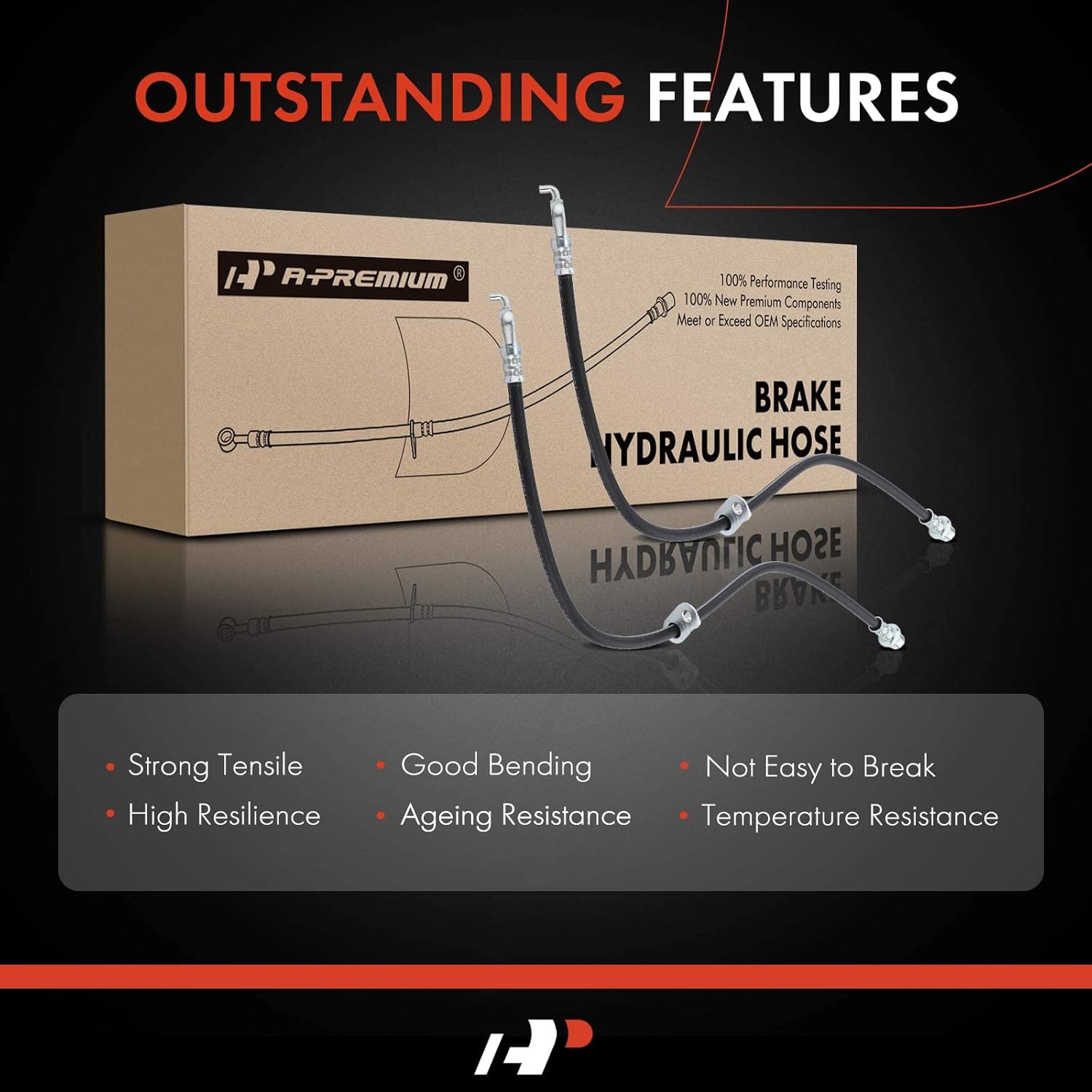 A-Premium Front Driver and Passenger Brake Hydraulic Hose Compatible with Toyota and Pontiac Models - Corolla 2009-2019, Matrix 2009-2014, Vibe 2009-2010, 1.8L 2.4L - Replace# 90947A2076, 90947A2075