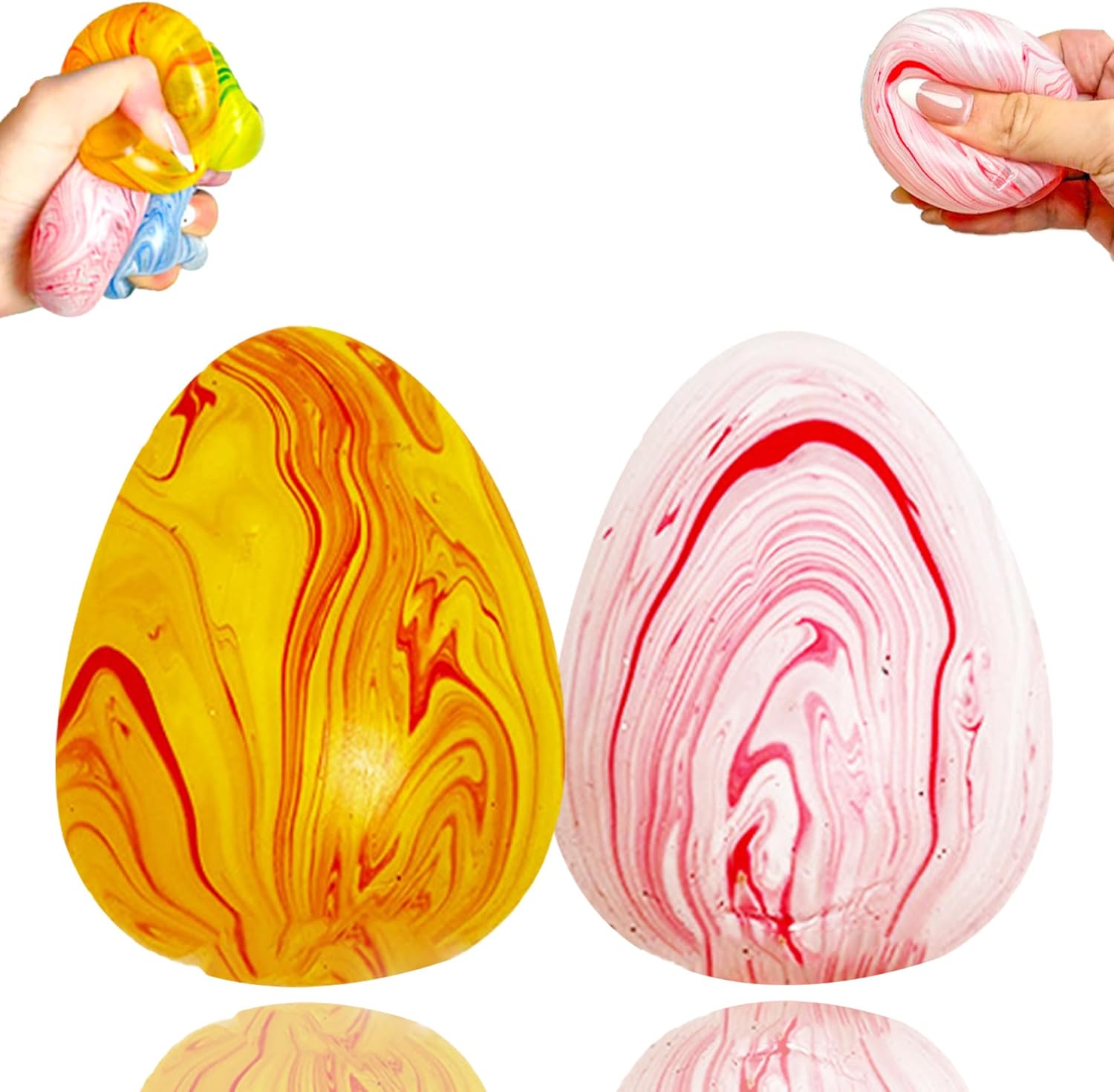 Stress Egg Squishy Toys, Easter Egg Squishy Fidget Toys, Slow Rising Colorful Marbled Stress Balls, Stress Relief Sensory Toys Anxiety Relief for ADD/ADHD Kids Adults (Blue, Green)