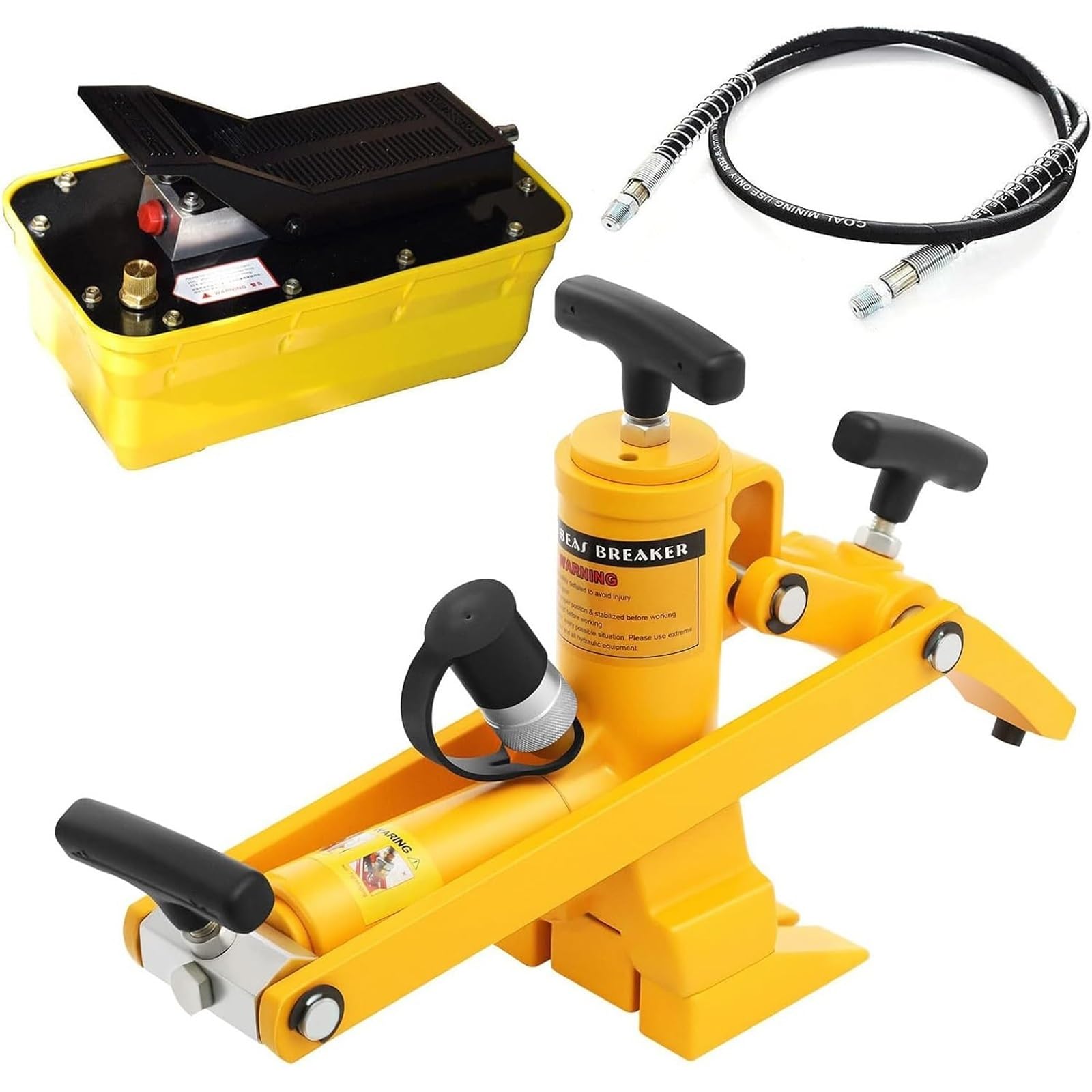 Wytrzymały hydrauliczny zbijak do opon, hydrauliczny zbijak do opon 10000 PSI z pompką nożną i wężem pneumatycznym, pojemność zbiornika 2,3 l, zestaw narzędzi do zbijaka do opon w ciągnikach
