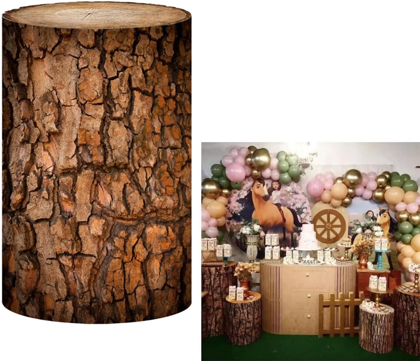 HISDH Vintage Wooden Pedestal Covers for Birthday Party Decoration Wood