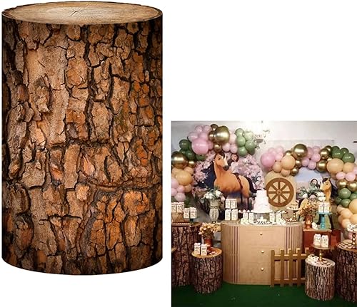 HISDH Fundas de pedestal de madera vintage para decoración de fiesta de cumpleaños, cubierta de zócalo de textura granulada de madera, cubierta de