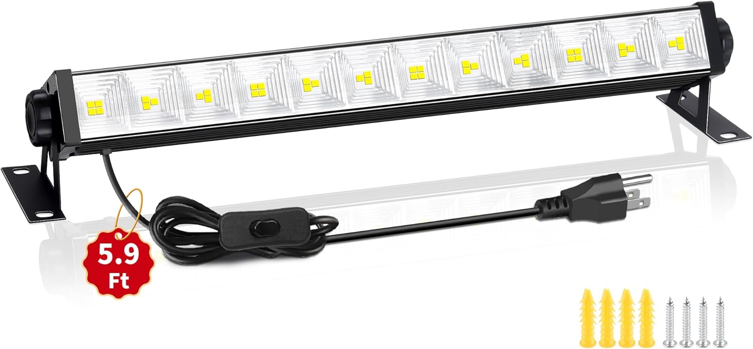 28W LED Shop Light, 5500LM Plug in Garage Light with 5.9 FT Power Cord & Switch, 5000K Daylight White, Plug in LED Work Lighting for Garage, Workshop, Warehouse, Yard, Workbench, basement, 1 Pack