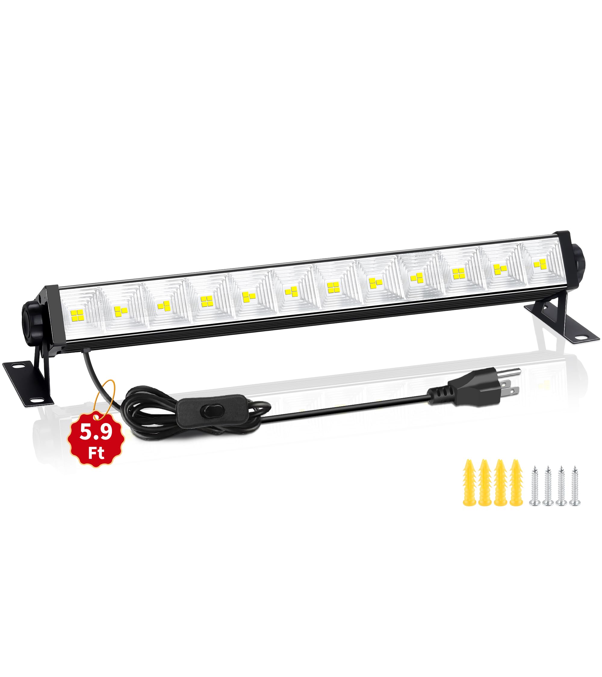 Photo 1 of TigQiang 1 Pack 28W LED Shop Light, 5500LM Plug in Garage Light with 5.9 FT Power Cord Switch, 5000K Daylight White, Plug in LED Work Lighting for Workshop, Warehouse, Yard, Workbench, Basement